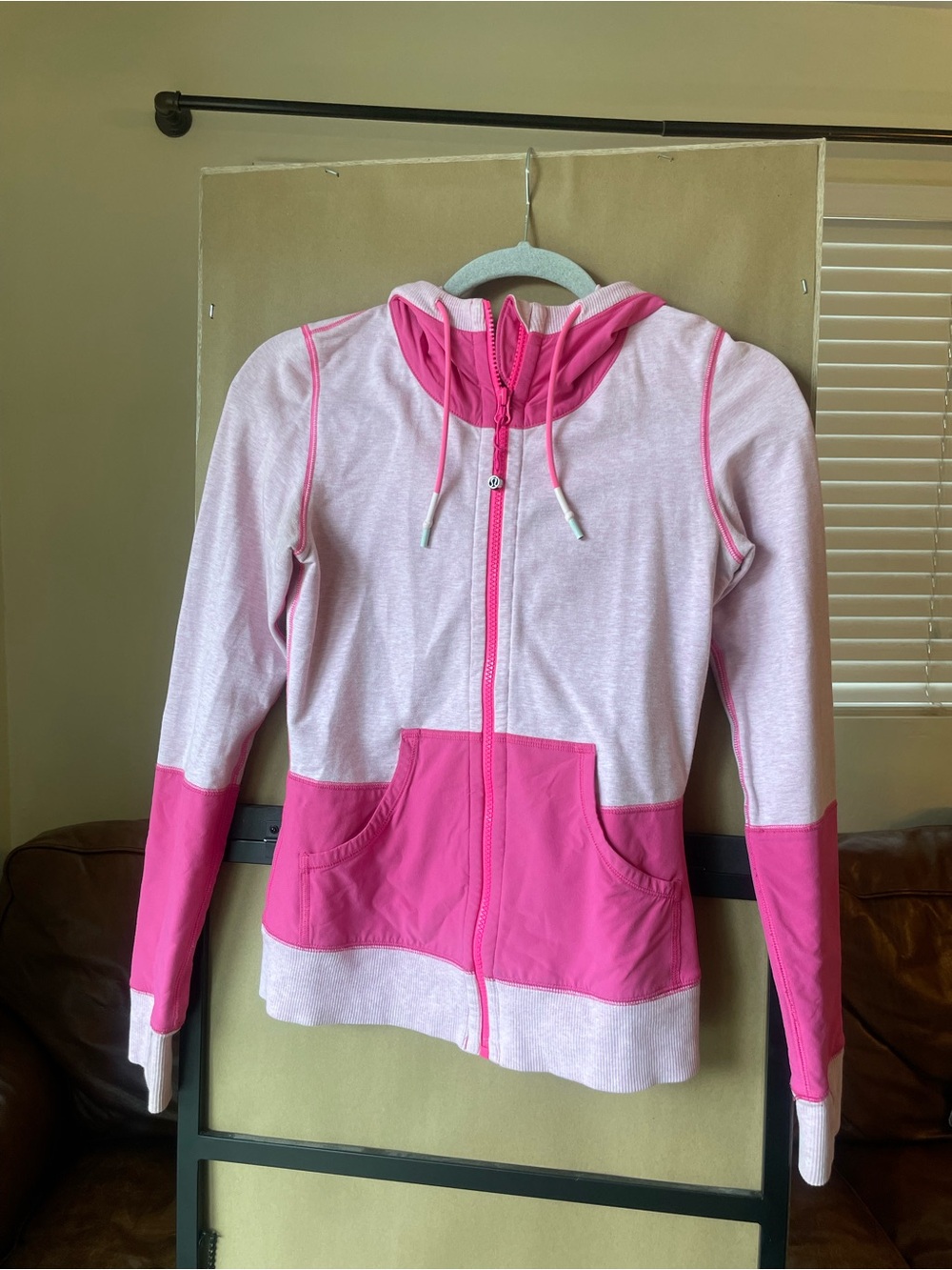 lululemon athletica Light Pink and Hot Pink Hooded Zip Jacket
